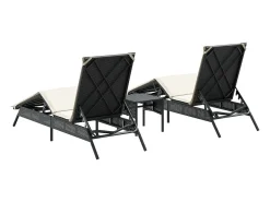 Espreguiçadeiras com mesa 2 pcs vime PE preto