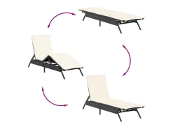 Espreguiçadeiras com mesa 2 pcs vime PE preto