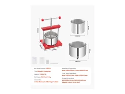 Espremedor de Fruta SucceBuy Prensa Manual de Frutas e Vinho de 3 L em Aço Inoxidável para Fabrico de Cerveja Caseira.