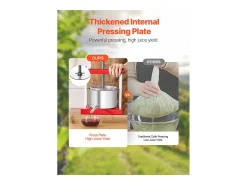 Espremedor de Fruta SucceBuy Prensa Manual de Frutas e Vinho de 3 L em Aço Inoxidável para Fabrico de Cerveja Caseira.