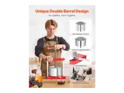 Espremedor de Fruta SucceBuy Prensa Manual de Frutas e Vinho de 3 L em Aço Inoxidável para Fabrico de Cerveja Caseira.