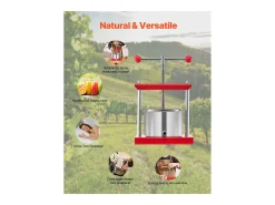 Espremedor de Fruta SucceBuy Prensa Manual de Frutas e Vinho de 3 L em Aço Inoxidável para Fabrico de Cerveja Caseira.