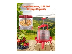 Espremedor de Fruta SucceBuy Prensa Manual de Fruta e Vinho de 9 L em Aço Inoxidável para Sumos.