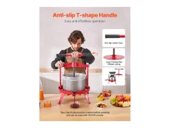 Espremedor de Fruta SucceBuy Prensa Manual de Fruta e Vinho de 9 L em Aço Inoxidável para Sumos.