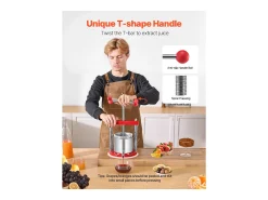 Espremedor de Fruta SucceBuy Prensa Manual de Fruta de 1,5 L em Aço Inoxidável para Vinho Caseiro.