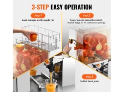 Espremedor de Suco de Laranja SucceBuy Comercial 120 W com Extrator de Suco de Laranja e Torneira de Água, Espreme 20 Laranjas/Minuto, Tampa de PC
