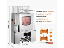 Espremedor de Suco de Laranja SucceBuy Extrator de Suco de Laranja Comercial 120 W, Espremedor de Cítricos em Aço Inoxidável com Caixa de Filtro Extraível