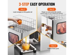 Espremedor de Suco de Laranja SucceBuy Extrator de Suco de Laranja Comercial 120 W, Espremedor de Cítricos em Aço Inoxidável com Caixa de Filtro Extraível