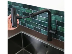 Esserain Misturadora de lavatório com chuveiro de mão extraível em preto mate Essebagno