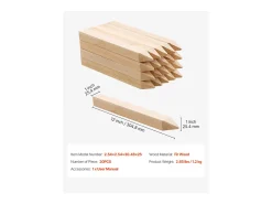 Estacas de Cerca Jardim SucceBuy em Madeira, Lote de 20, Postes de Madeira com Ponta 2.54 x 2.54 x 30.48 cm, Estacas para Cercas Anti-erosão, Delimitar as Zonas