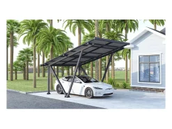 Estacionamento solar com painéis fotovoltaicos integrados - 4,1 kW - Cinza frio - 366 x 575 x 366 cm