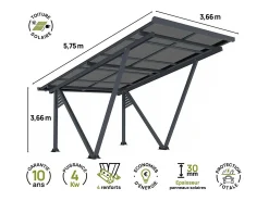 Estacionamento solar com painéis fotovoltaicos integrados - 4,1 kW - Cinza frio - 366 x 575 x 366 cm