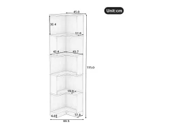 Estante 63,5×45×175 cm - fita LED com mudança de cor - 5 níveis de armazenamento - design de canto - branco