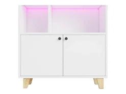 Estante 80×30×173 cm - iluminação LED com mudança de cor - 2 portas - compartimentos de armazenamento - branco