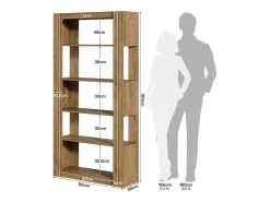 Estante aberta de 5 níveis e estante para livros, estante de 180 cm de altura, prateleiras de madeira de armazenamento de exibição de pé