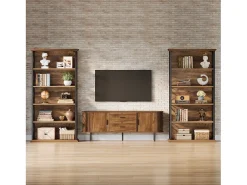 Estante Alta de 6 Andares, Estante Industrial de 180cm com Moldura de Metal, Prateleiras de Armazenamento Aberto Autossustentáveis