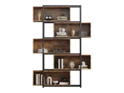 Estante de 5 andares com prateleiras - 121 x 35 x 176 cm - Madeira MDF e tubo de aço - Marrom