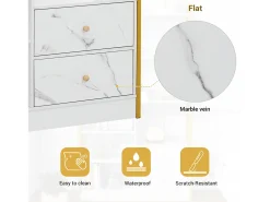 Estante de 6 prateleiras com uma porta e 2 gavetas - 100 x 30 x 173,5 - Aglomerado e metal - ouro + branco