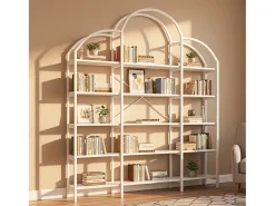 Estante de arrumação elegante - 170 x 26 x 190 cm - com 5 prateleiras - formato de nuvem - MDF + metal - branca