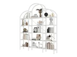 Estante de arrumação elegante - 170 x 26 x 190 cm - com 5 prateleiras - formato de nuvem - MDF + metal - branca