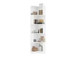 Estante de canto - 63,5 x 45 x 175 cm - com LEDs + 5 prateleiras - MDF - branco