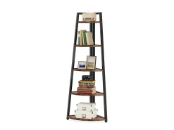 Estante de canto com 176 cm de altura - Estante de canto rústica com 5 níveis - Estante de canto industrial