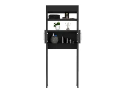 Estante de casa de banho sobre a sanita Madrid com duas portas e prateleiras, 160 cm X 62.4 cm X 20 cm , Preto