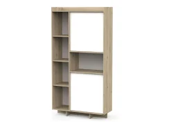 Estante de chumbo 2 portas 7 prateleiras 1 furo carvalho artesanal e branco