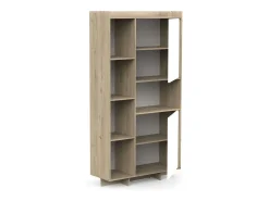 Estante de chumbo 2 portas 7 prateleiras 1 furo carvalho artesanal e branco