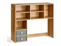 Estante de Escritório SucceBuy. Organizador de Madeira de 3 Níveis. com 2 Gavetas de Tecido. para Escritório, Casa e Dormitório, Para Escritório