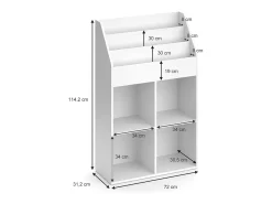 Estante de livros branco 72x31.2x114.2 luigi