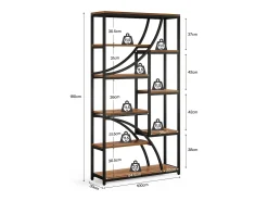 Estante de Livros de 180 cm de Altura, Estante Industrial de 9 Andares, Grandes Estantes Geométricas com Gaveta Aberta, Estante de Exposição Independente