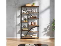 Estante de Livros de 180 cm de Altura, Estante Industrial de 9 Andares, Grandes Estantes Geométricas com Gaveta Aberta, Estante de Exposição Independente