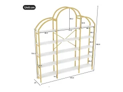 Estante em forma de nuvem com 5 prateleiras - MDF e metal - Dourado e branco