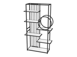 Estante em metal e MDF com 6 prateleiras - Preto e branco