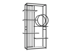 Estante em metal e MDF com 6 prateleiras - Preto e branco