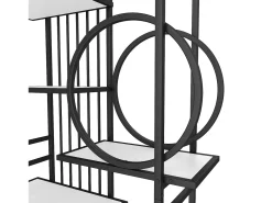 Estante em metal e MDF com 6 prateleiras - Preto e branco