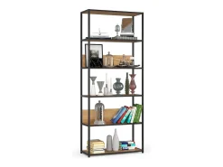 Estante estilo loft com prateleiras de madeira 80 cm Preto, Carvalho Craft 80x32x192 cm