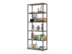 Estante estilo loft com prateleiras de madeira 80 cm Preto, Carvalho Craft 80x32x192 cm
