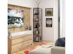 Estante estilo loft com prateleiras de madeira 50 cm Preto, Carvalho Sonoma 50x32x192 cm