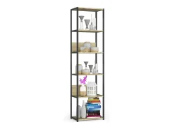 Estante estilo loft com prateleiras de madeira 50 cm Preto, Carvalho Artisan 50x32x192 cm
