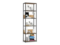 Estante estilo loft com prateleiras de madeira 60 cm Preto, Carvalho Craft 60x32x192 cm