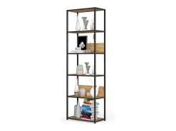 Estante estilo loft com prateleiras de madeira 60 cm Preto, Carvalho Craft 60x32x192 cm