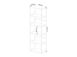 Estante estilo loft com prateleiras de madeira 60 cm Preto, Carvalho Craft 60x32x192 cm