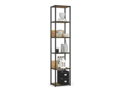 Estante estilo loft com prateleiras de madeira 40 cm Preto, Carvalho Craft 40x32x192 cm