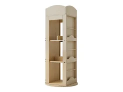 Estante Giratória - 63 x 63 x 142 cm - Prateleira de Armazenamento para Crianças e Adultos - MDF - Natural