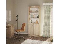 Estante haaus Flint, com portas inferiores e 2 prateleiras, Carvalho Sonoma, 70 x 32 x 196 cm