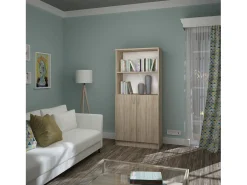 Estante haaus Flint, com portas inferiores e 1 prateleira, Carvalho Sonoma, 70 x 32 x 159 cm