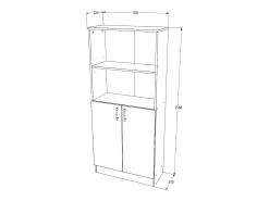 Estante haaus Flint, com portas inferiores e 1 prateleira, Branco, 70 x 32 x 159 cm