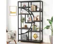 Estante industrial de 5 níveis, autônoma, grande estante de armazenamento com 9 prateleiras abertas para sala, quarto de dormir